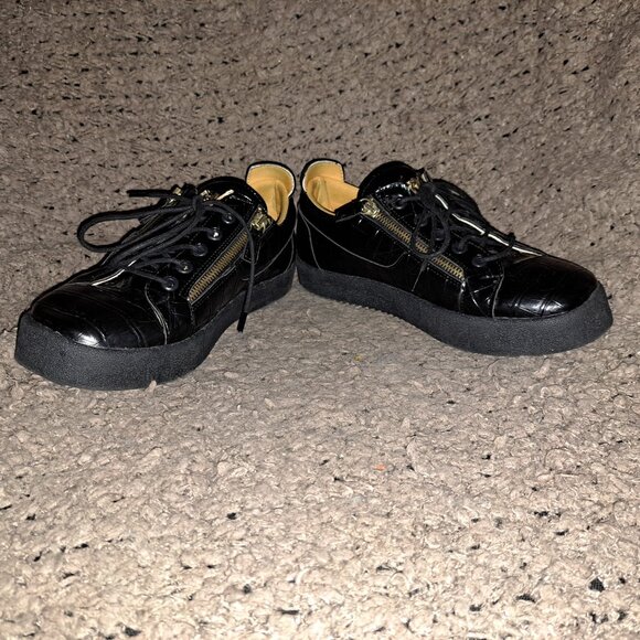 GIUSEPPE ZANOTTI-Frankie-Black Croc Low Top Casual Sneakers-Sz 42-Excellent - Picture 4 of 9